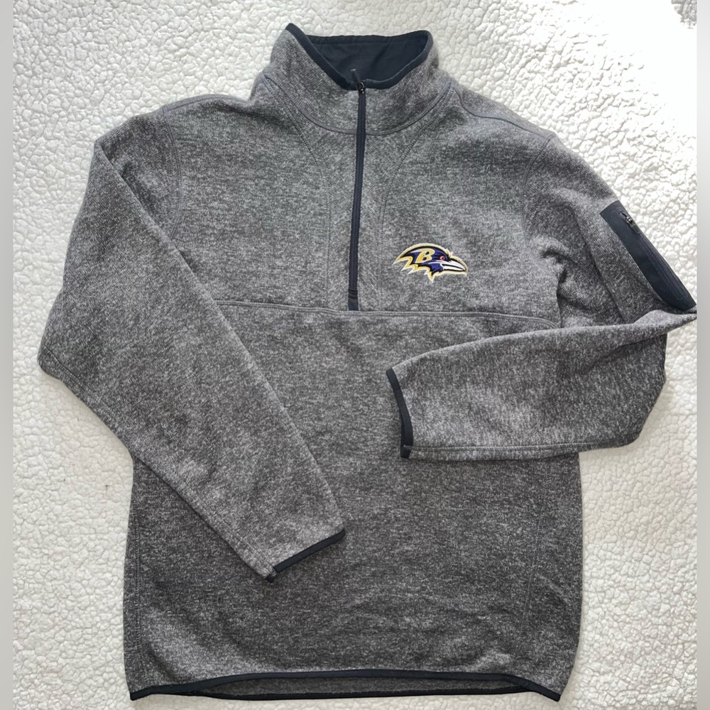 Baltimore Ravens Quarter-Zip Pullover Fleece Jacket XL Charcoal NWOT